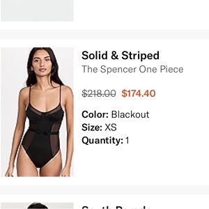 SOLID & STRIPED the Spencer black Swimsuit with Thin Straps NWT
